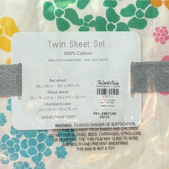 NEW Land of Nod Floral Gem Twin Sheet Set + Extra Pillow Case - Picture 4 of 6